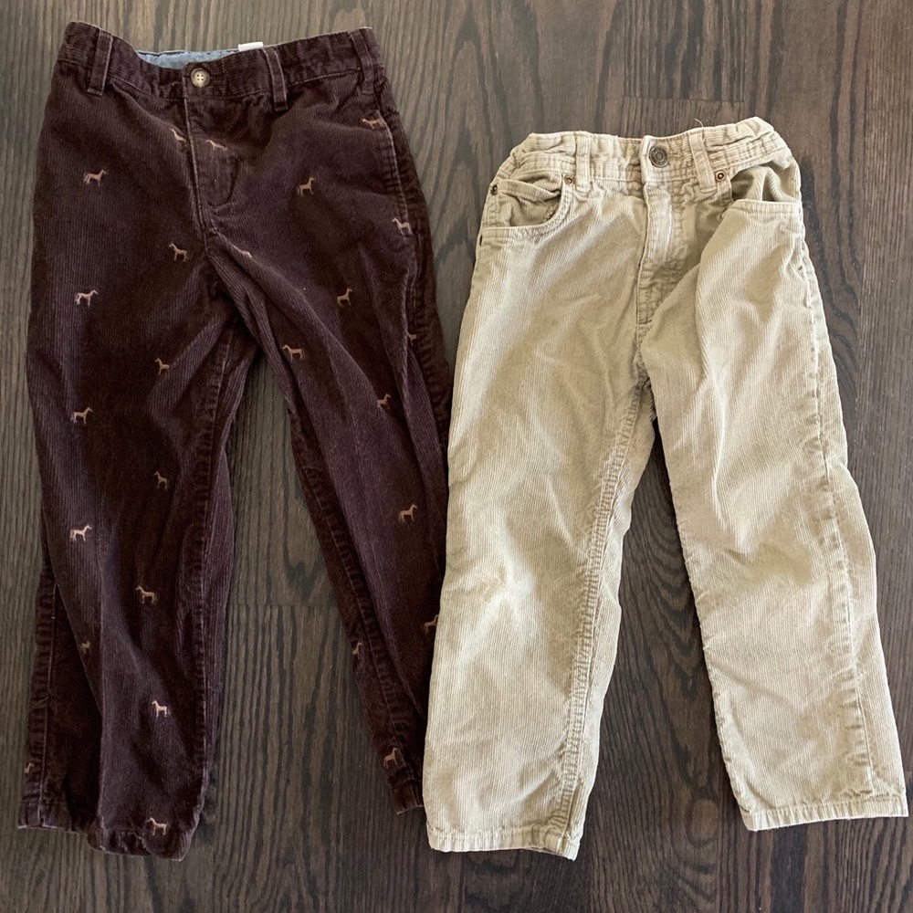 2x Boys Corduroy Pants, Size 5 / 5T